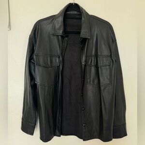 Women’s Faux Leather Shirt Jacket